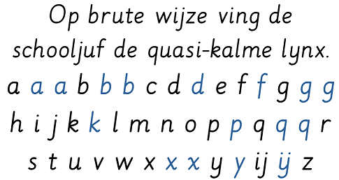 voorbeeld van de letters in het font Loblosch-Oblique