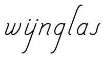 het woord wijnglas in verbonden schrift met een verkeerd ingestelde tektsverwerker: zonder ligaturen en zonder contextuele alternatieven