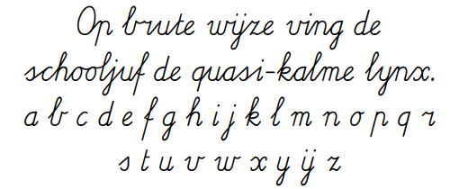 voorbeeld van de letters in het font SchoolschriftLG-Vlaanderen