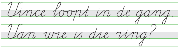 Een fragment van een letterkaart van schrijfmethode Klinkers