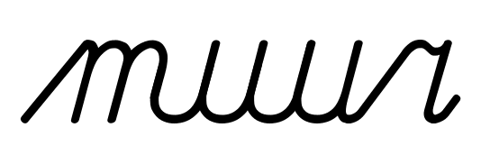 Het woord 'muur' met lage, gebogen verbindingen