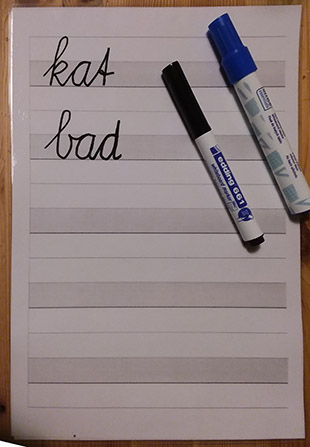 foto van wisbord met 5 regels liniatuur